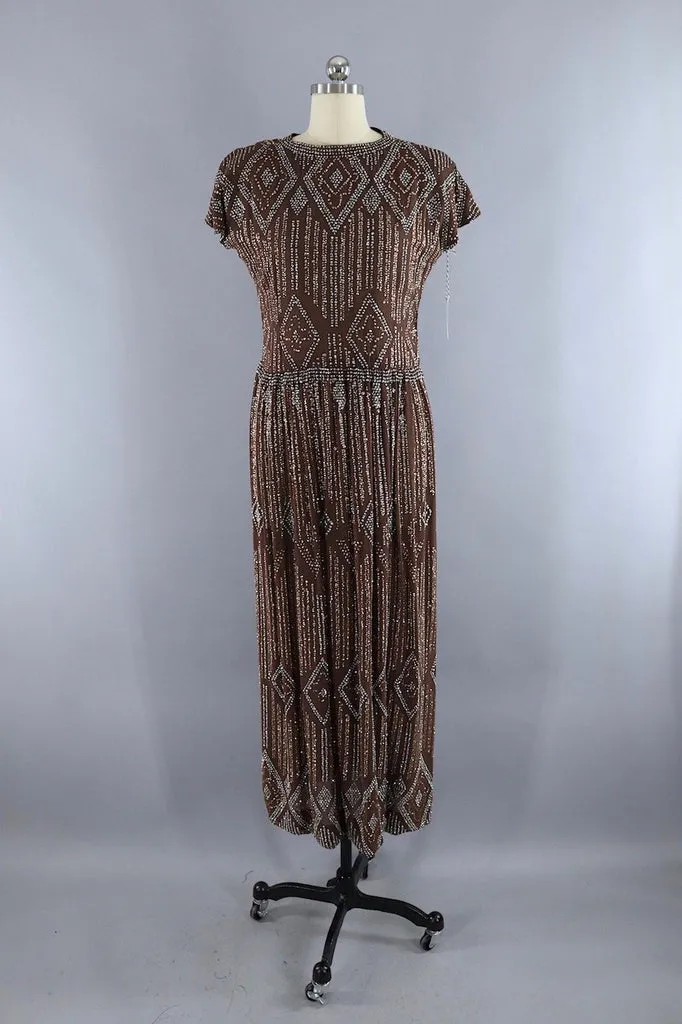 Vintage Pauline Trigere Glittered Formal Gown