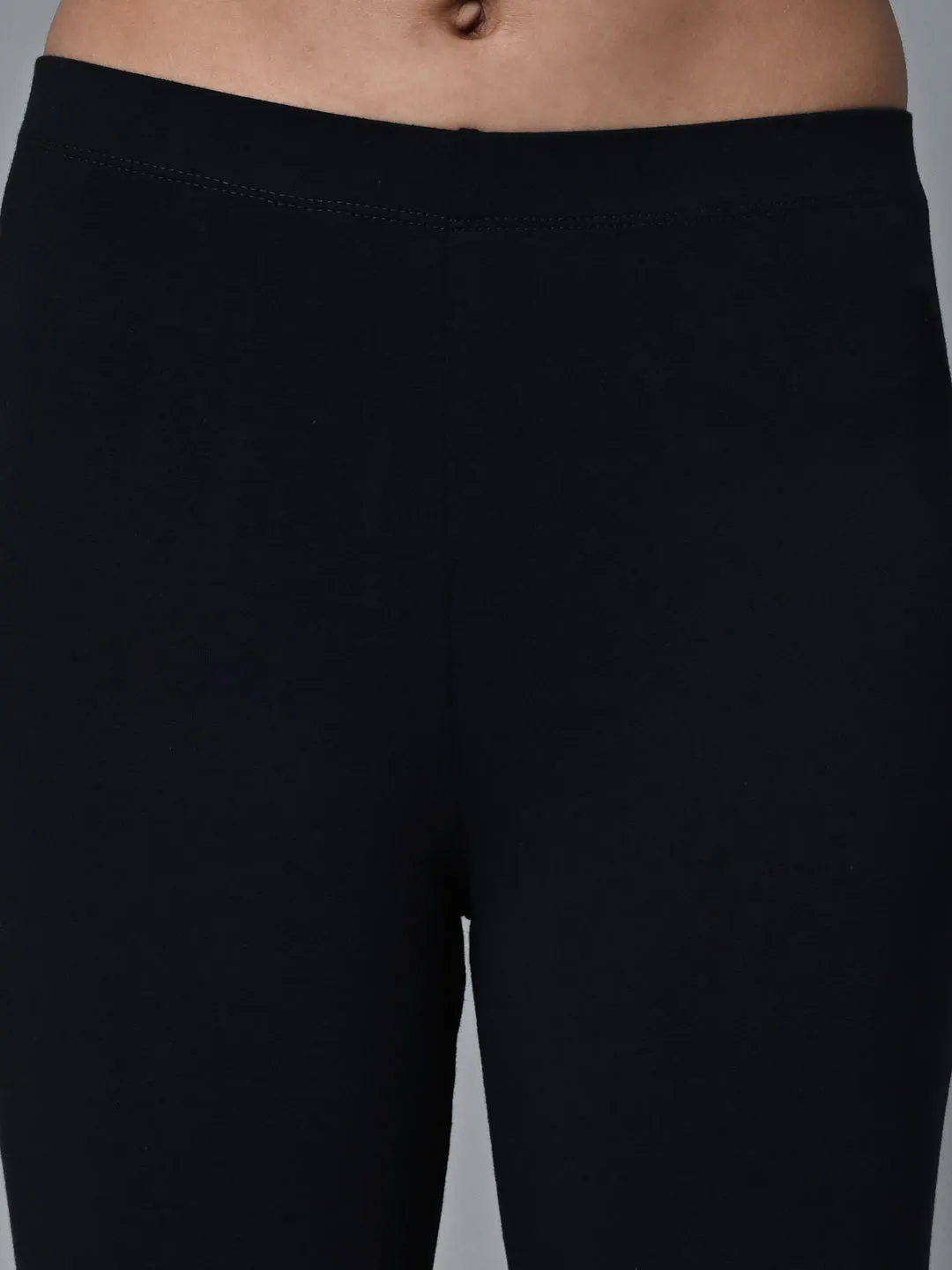Women's Navy Cotton Elastane Slim Fit Knit Tights