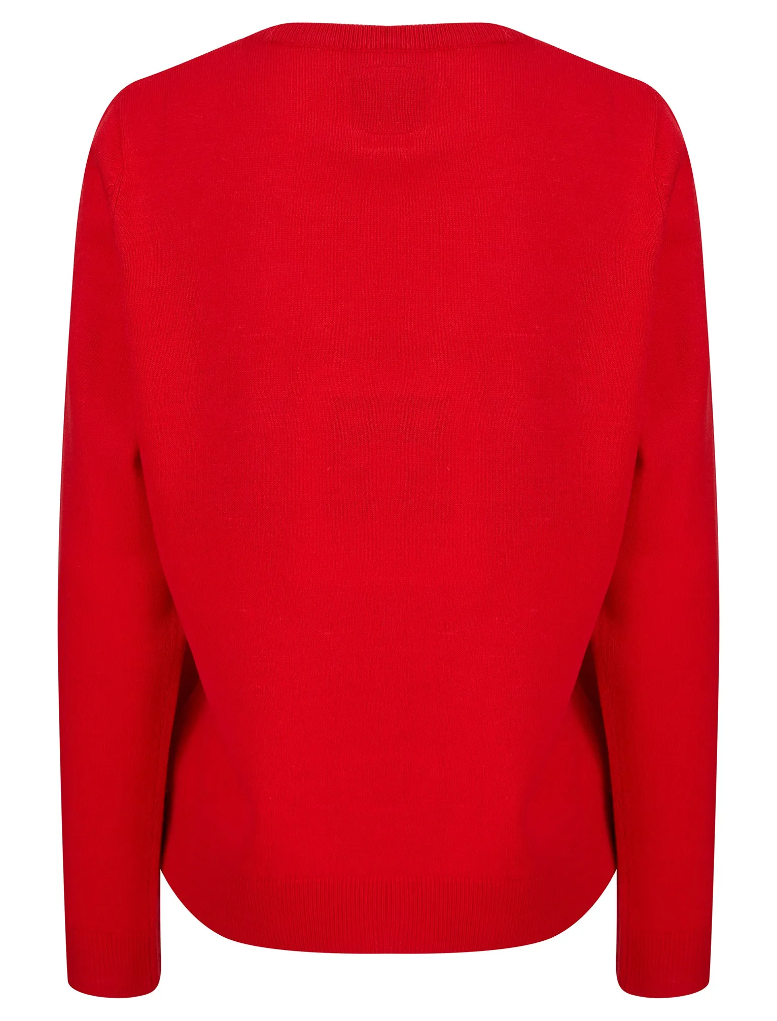Women's Penguin Antlers Sequin Motif Novelty Christmas Jumper in Tokyo Red - Merry Christmas