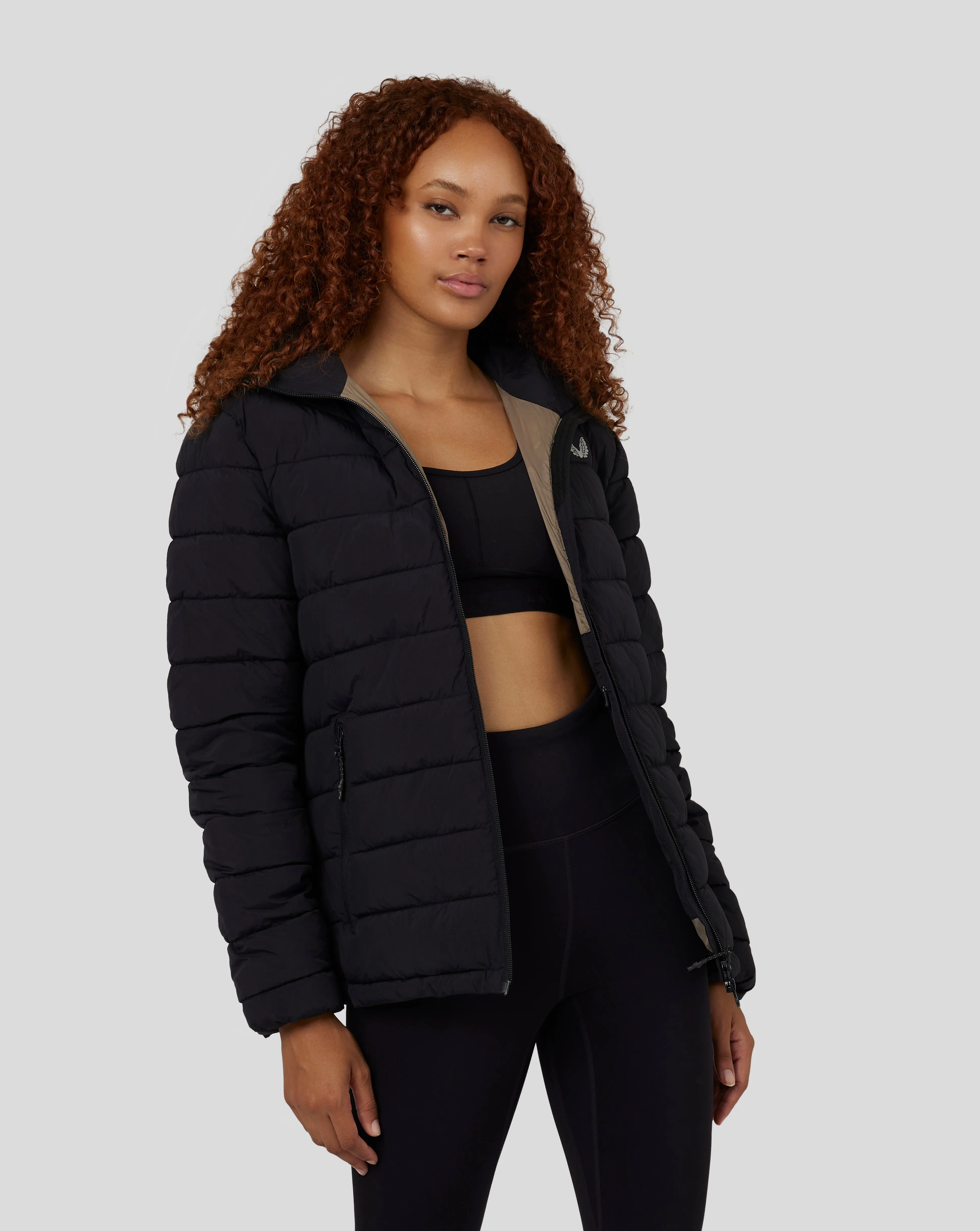 Women’s Travel Packable Quilt Hooded Jacket - Black